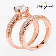 Fatumjewels Roze Fusion rozé arany gyémánt dupla eljegyzési gyűrű
