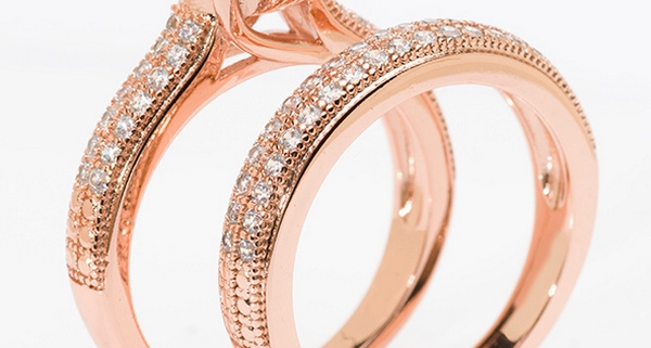 Fatumjewels Roze Fusion rozé arany gyémánt dupla eljegyzési gyűrű