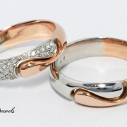 Bikolor rozé arany fehérarany gyémánt karikagyűrű
