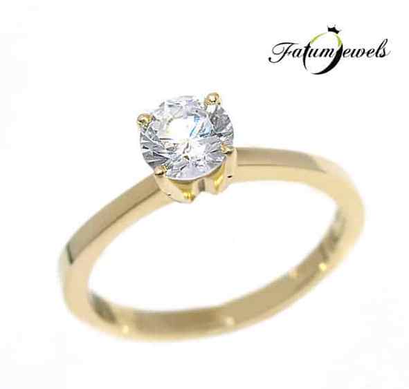 Fatumjewels sárga arany gyémánt eljegyzési gyűrű