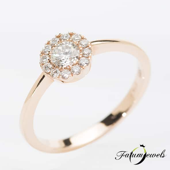 Fatumjewels rozé arany gyémánt eljegyzési gyűrű