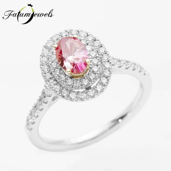 Fatumjewels fehérarany rózsaszín gyémánt eljegyzési gyűrű