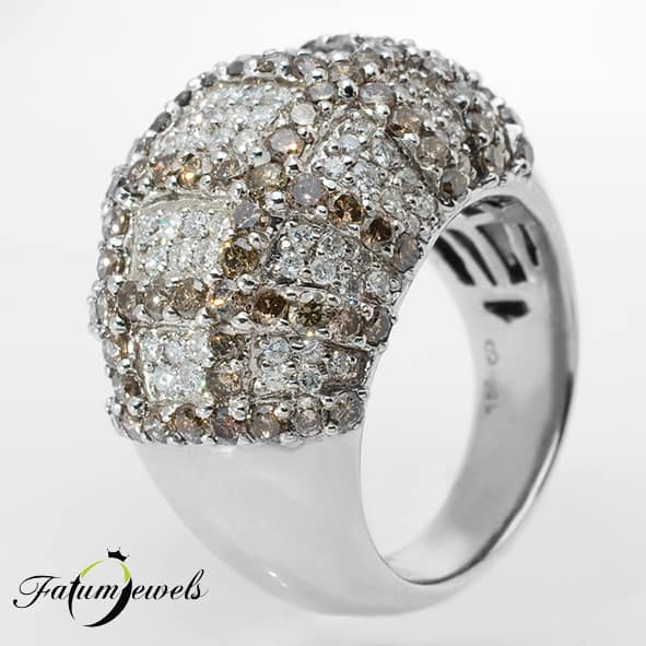 Fatumjewels Mezoti fehér és konyak gyémántgyűrű