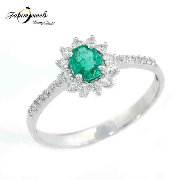 Fatumjewels gyémánt smaragd halo eljegyzési gyűrű